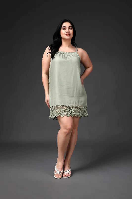 Bottom Lace Olive Green Dress Vacation mini dresses