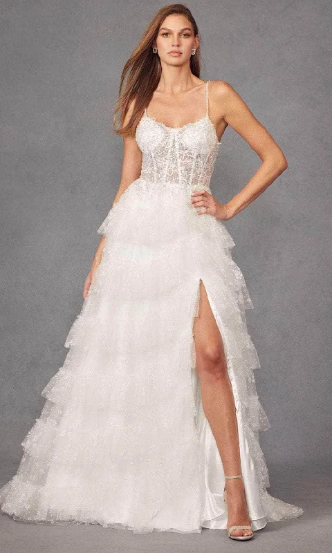 Juliet Dresses JT2464AW - Embellished Sleeveless Bridal Gown Ruffled Wedding Dress