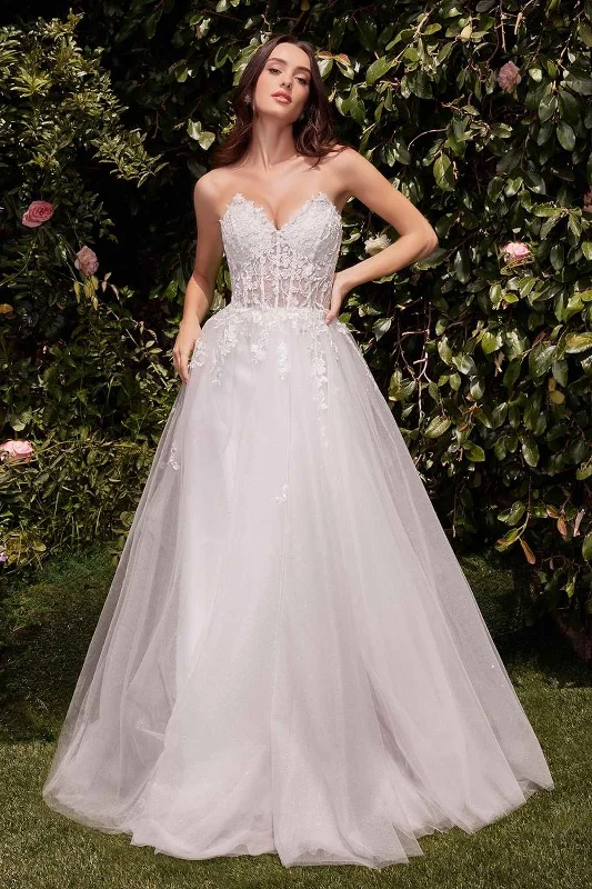 Ladivine C148W Strapless A-Line Lace & Tulle Wedding Dress Full Skirt Gown