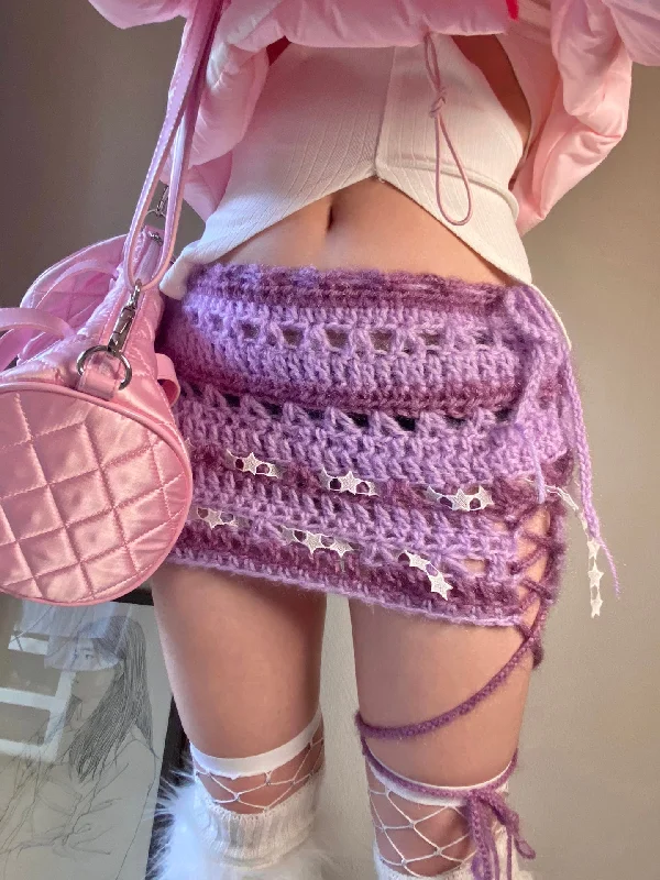 [Customized Handmade] Galaxy Mermaid Pastel knitting set by windoii bikini top and skirt Casual chic unclassified skirts