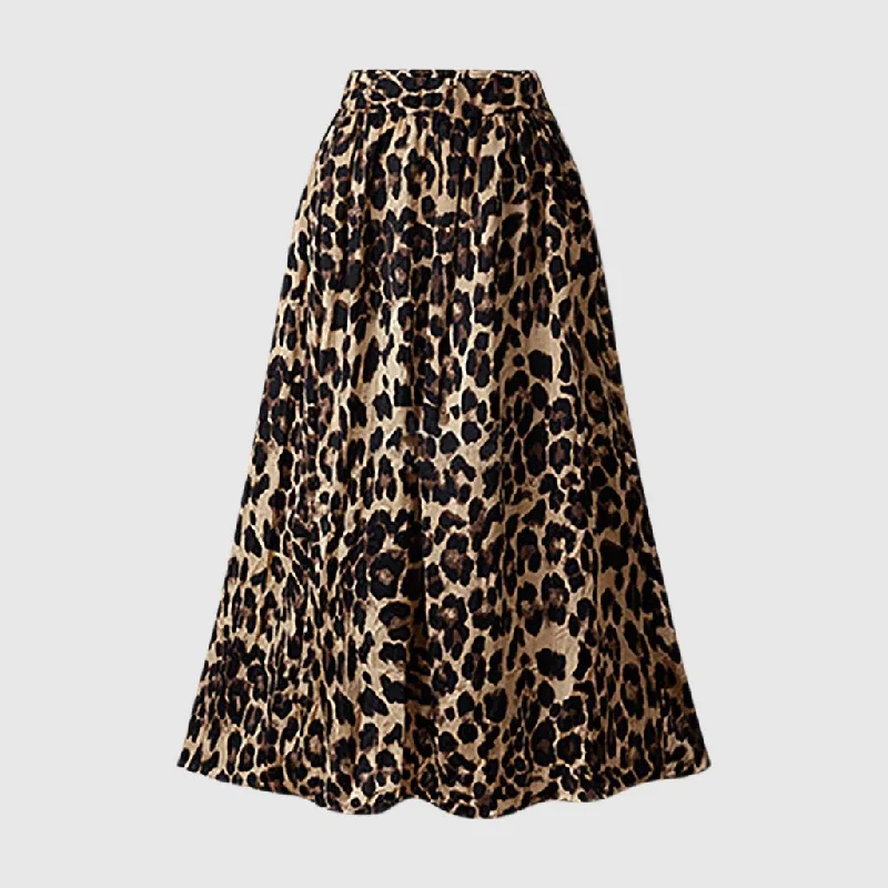 Women's Casual Leopard Print A-line Skirt Office unclassified skirts