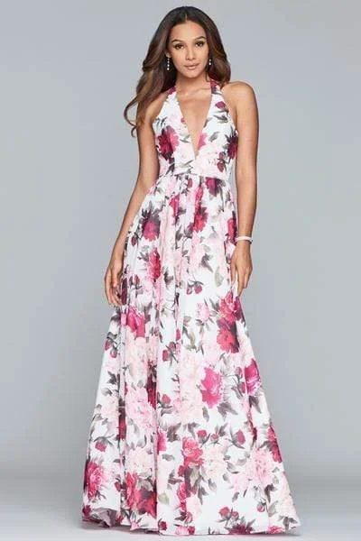 Faviana - Floral Halter A-Line Evening Gown S10278 Birthday party dresses