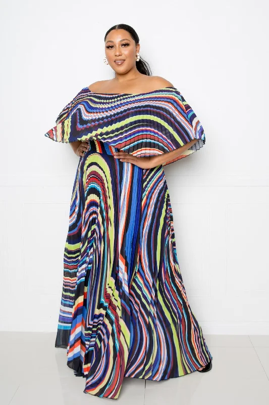 Plus Multi Abstract Stripe Print Flowy Maxi Dress Sexy maxi dresses