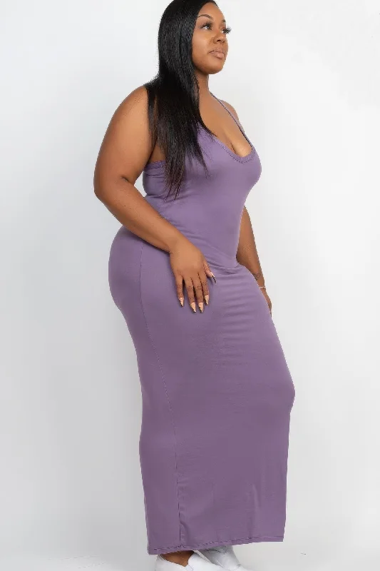 Plus Size Purple Bodycon Maxi Dress Lightweight maxi dresses for hot weather