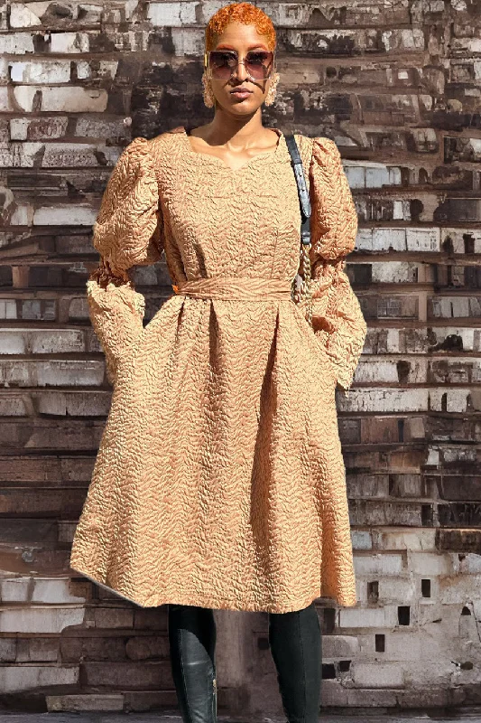 Long Sleeve V Neck Popcorn Short Dress Winter maxi dresses