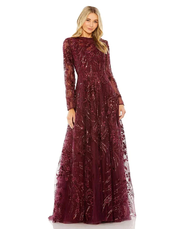 Mac Duggal 20479 Long Sleeve A Line Formal Dress Date night maxi dresses