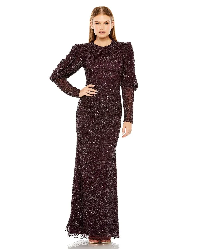 Mac Duggal 24000 Long Puff Sleeve Beaded Dress Office maxi dresses