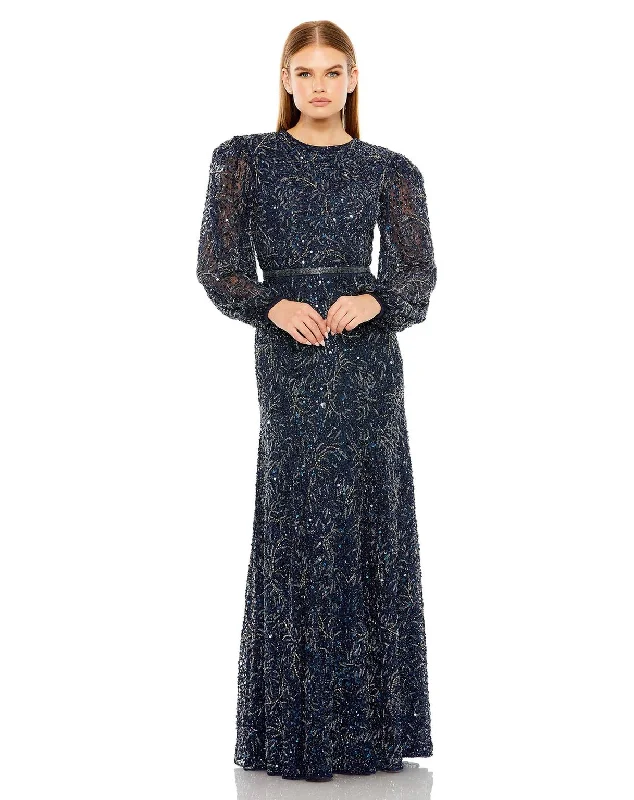 Mac Duggal 93902 Sheer Long Sleeve Beaded Dress Y2K maxi dresses