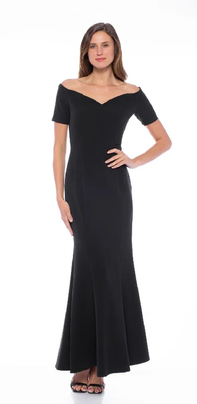 Marina Short Sleeve Off Shoulder Scuba Crepe Long Dress Sleeveless maxi dresses