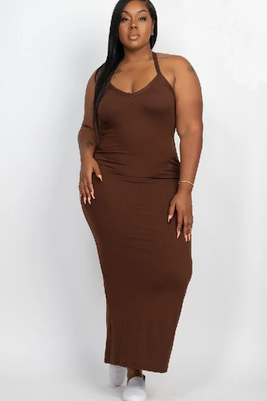 Plus Size Brown Bodycon Maxi Dress Women's maxi dresses