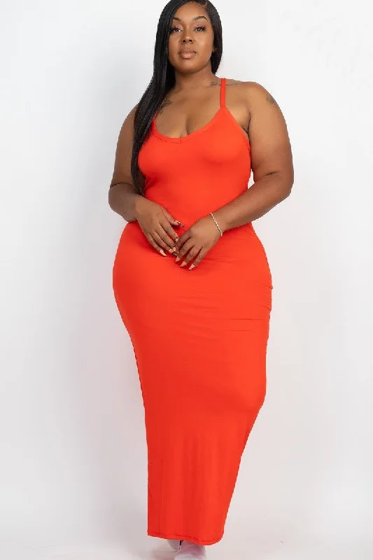 Plus Size Orange Bodycon Maxi Dress Hot new arrivals in maxi dresses