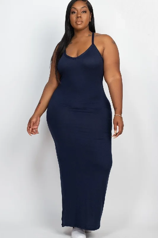 Plus Size Navy Blue Bodycon Maxi Dress Summer maxi dresses