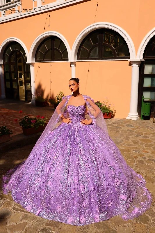 3D Floral Glitter Cape Quinceanera Dress by Amarra 54248 Cheap floral dresses