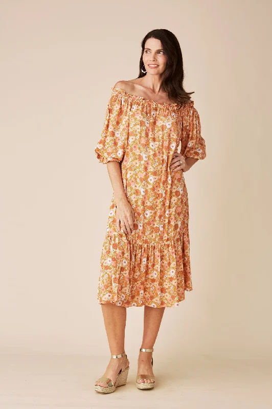 Dana Print Dress Papaya Vacation floral dresses