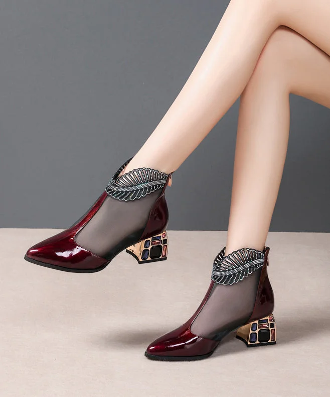 2024 Spring Summer Chunky Heel Mesh Water Diamond Boots CZ1032 Elegant unclassified dresses