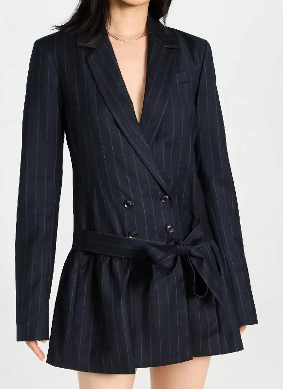 Ainsley Pinstripe Drop Waist Blazer Dress In Tatum Pinstripe Beach unclassified dresses