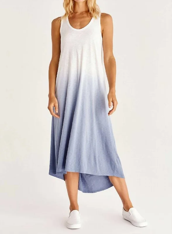 Amalfi Slub Dip-Dye Dress In Ocean Winter unclassified dresses