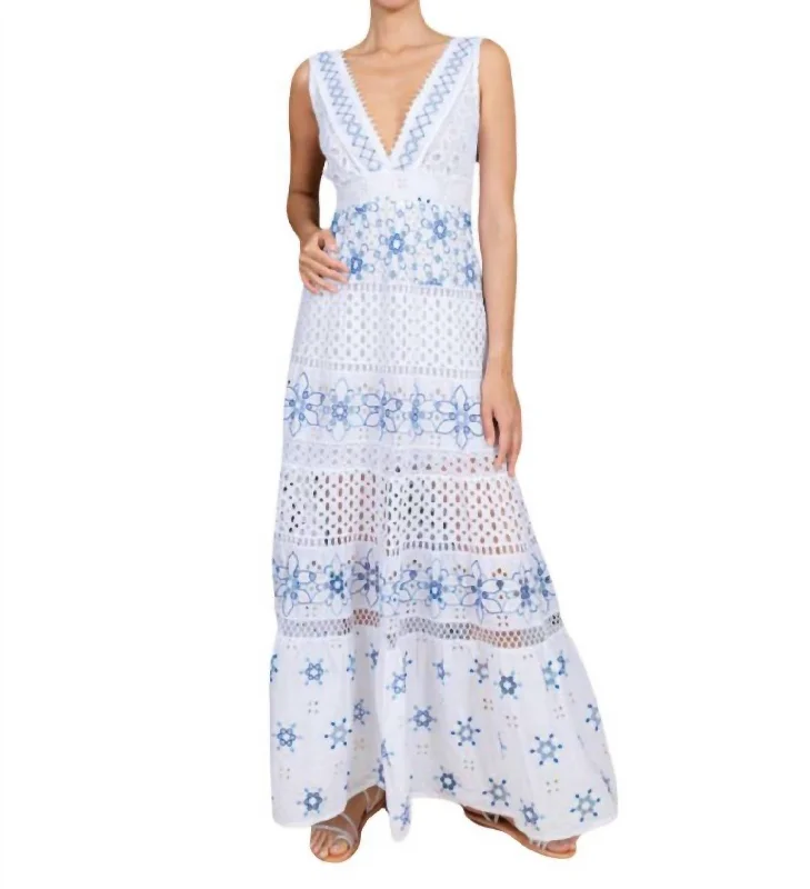 Appia Embroidered Cotton Dress In White Stylish unclassified dresses