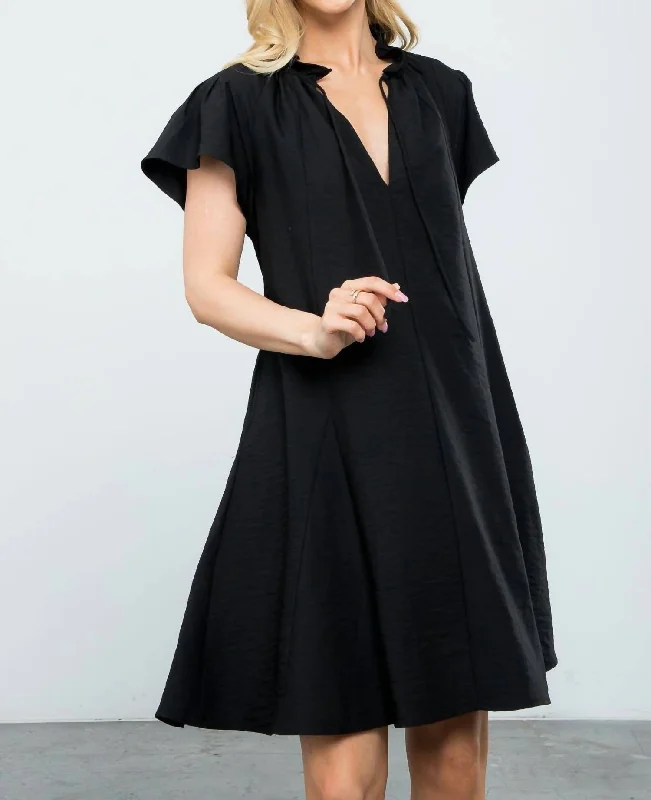 Black Flutter Sleeve Dress Mesh unclassified dresses