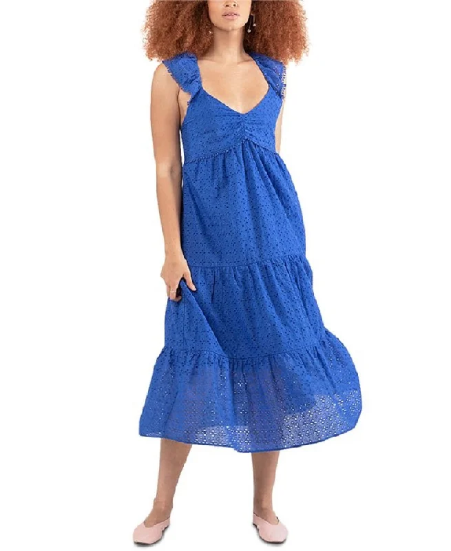 Black Tape Women's Women's Cotton Tiered Eyelet Dress Blue Size Small Lounge unclassified dresses