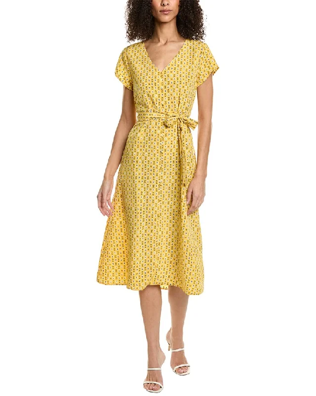 Bobeau Button-Down Dress Smocked unclassified dresses