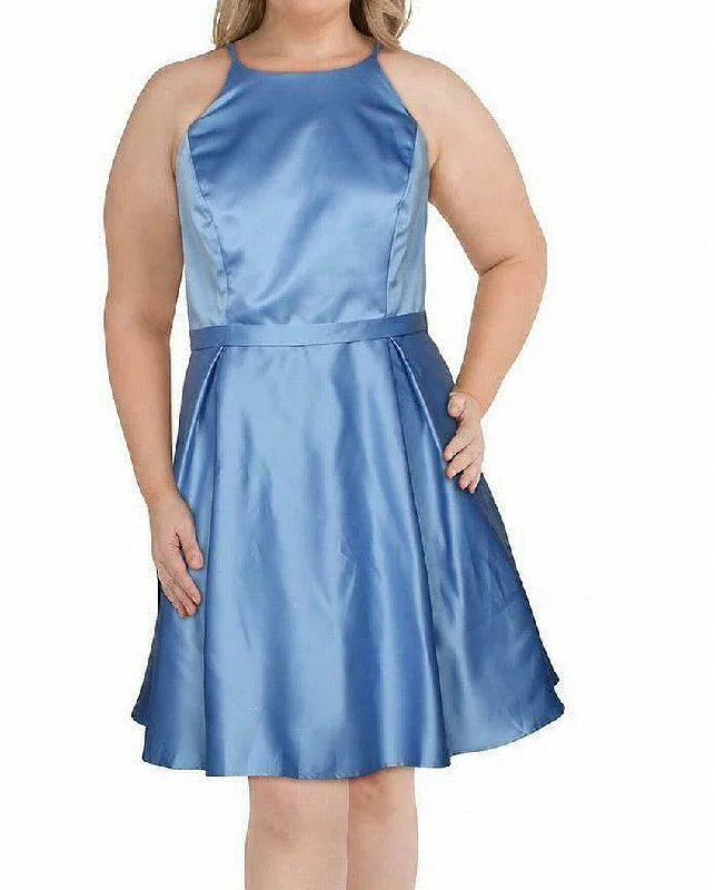 City Studios Women's Plus a Line Satin SkaterDress Blue Size 14 W Tulle unclassified dresses