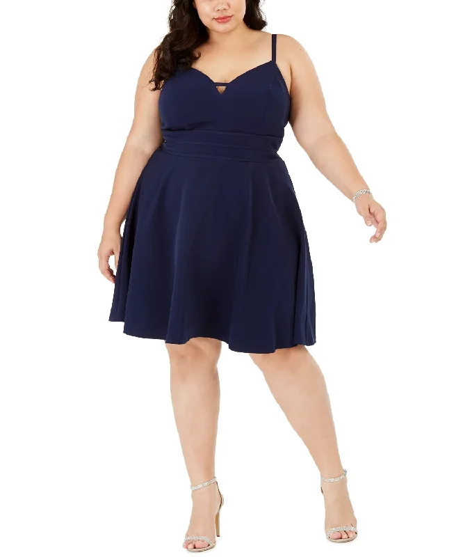 City Studios Women's Trendy Plus Sweetheart Dress Navy Size 18W Office unclassified dresses