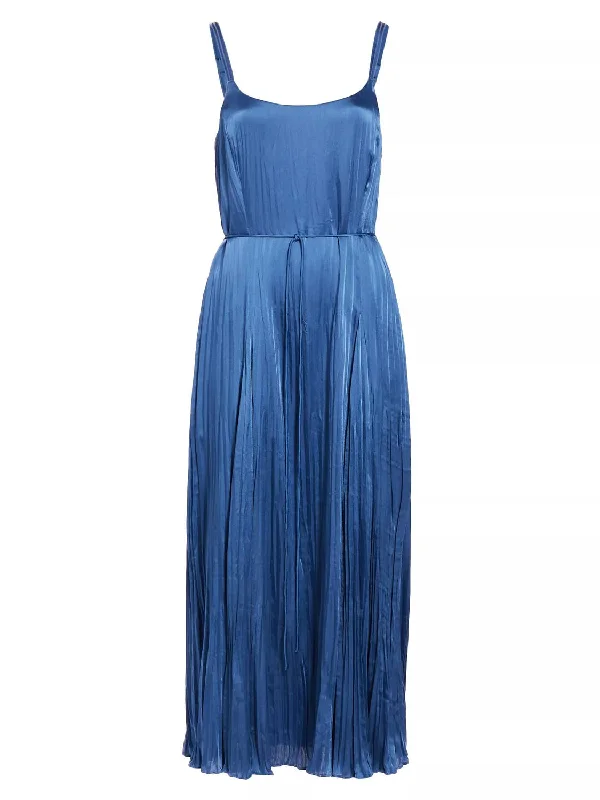 Crushed Silk Relaxed Slip Dress In 485 Cdb Cadet Blue Gothic unclassified dresses