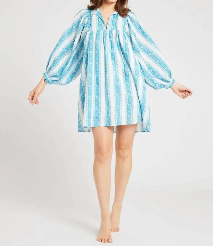 Daisy Dress In Aqua Jaipur Stripe Chiffon unclassified dresses