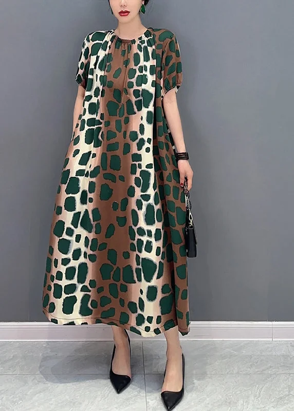 DIY Cinched Oversized Leopard Print Cotton A Line Dress Summer LY0566 Luxury unclassified dresses