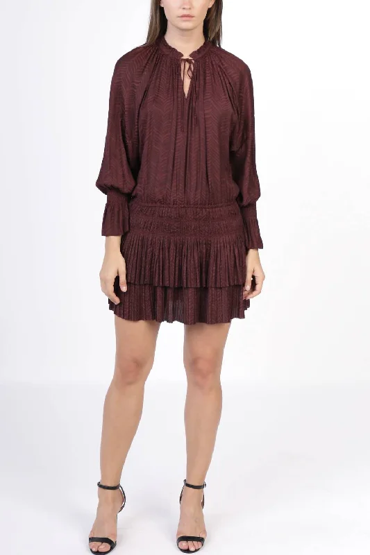 Drop Waist Dress In Burgundy Ruched unclassified dresses