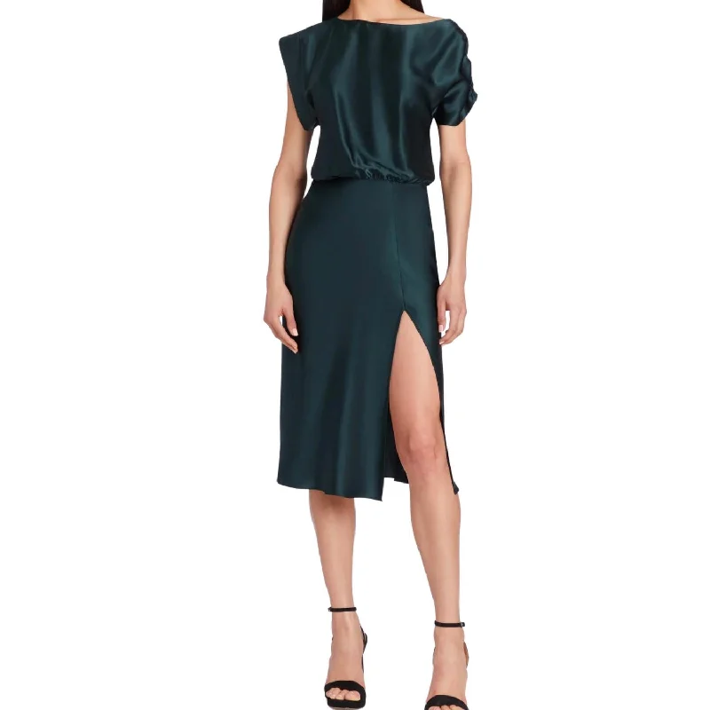 Elroy Silk Dress In Black Forest Petite unclassified dresses