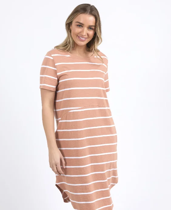 Foxwood Bay Dress - Clay & White Stripe Chic unclassified dresses