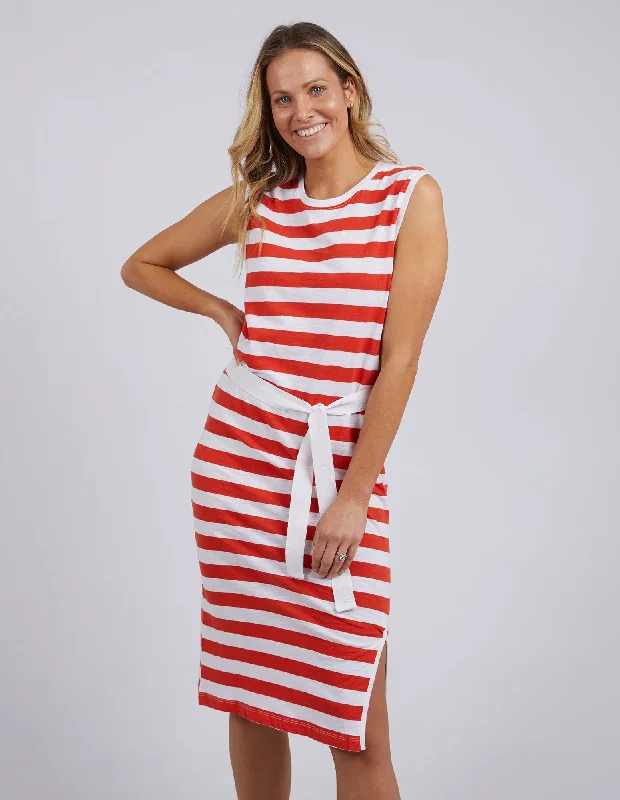 Foxwood Bondi Stripe Dress - Orange Smocked unclassified dresses