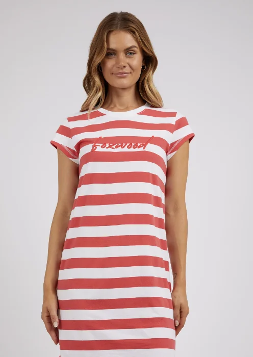 Foxwood Signature Stripe Tee Dress - Cayenne & White Pastel unclassified dresses