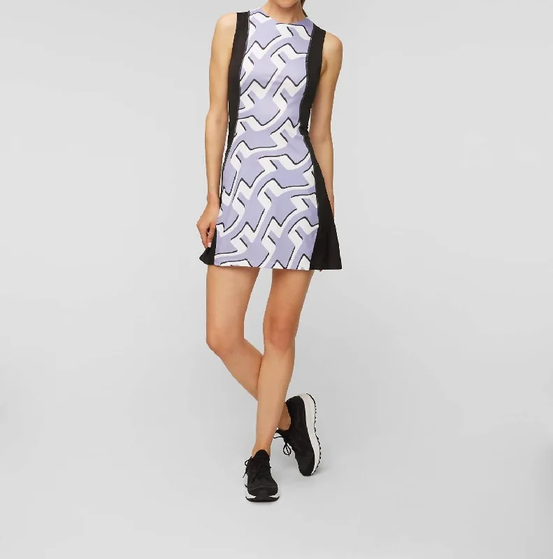 Helena Print Dress In Bridge Wave Swirl Lavender Lounge unclassified dresses