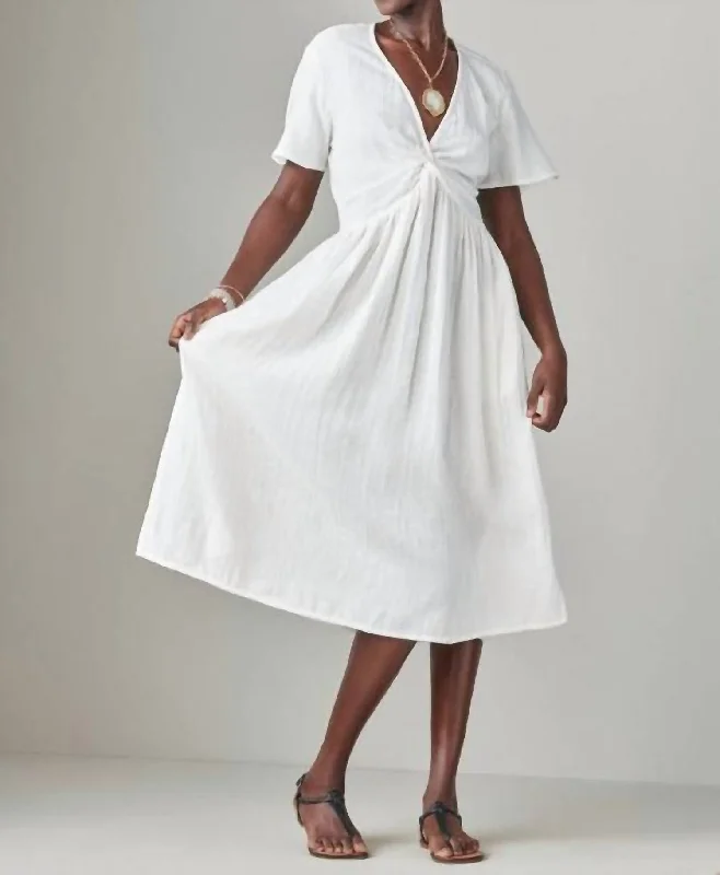 It's Love Gauze Dress In White Metallic unclassified dresses