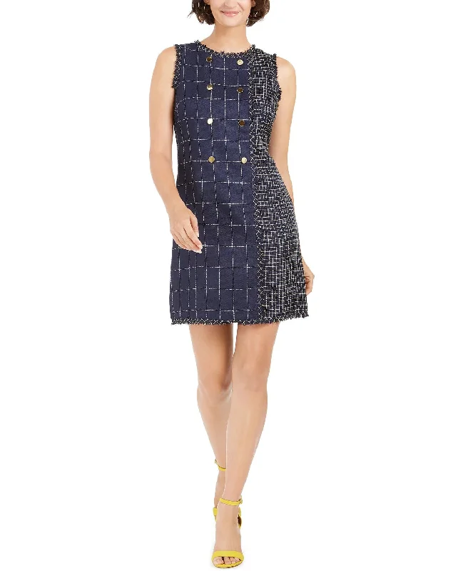 julia jordan Women's Mixed-Plaid Sheath Dress Blue Size 12 Engagement unclassified dresses