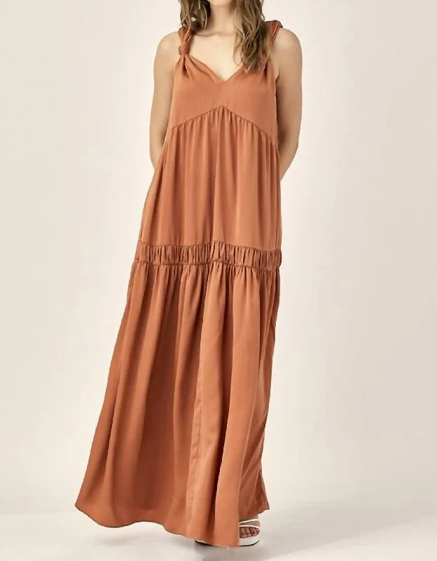 Knot Strap Dress In Cinnamon Corset unclassified dresses