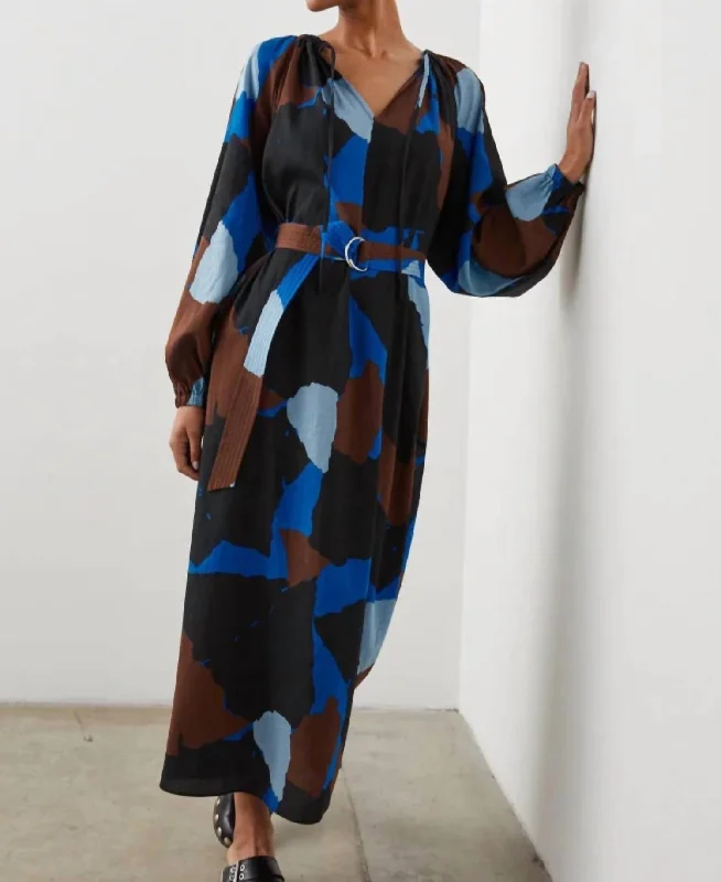 Leanna Dress In Blue Multicolor Minimalist unclassified dresses