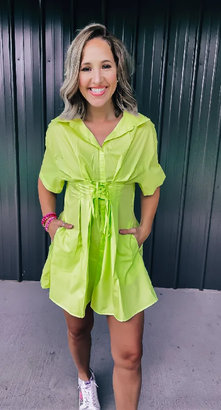 Lime Green Cinch Dress Off-shoulder unclassified dresses