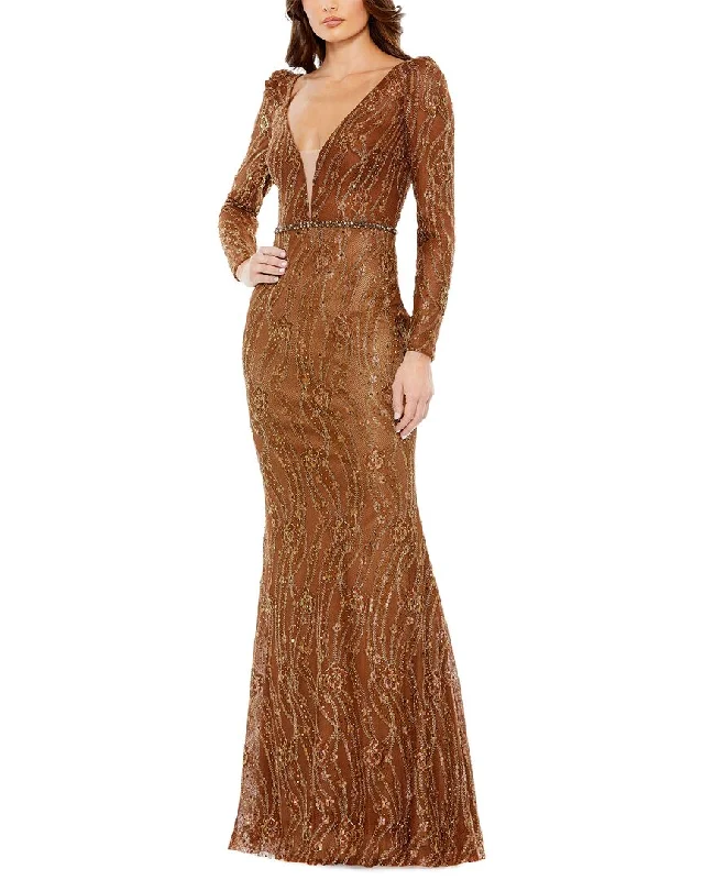 Mac Duggal Embellished Plunge Trumpet Gown Cocktail unclassified dresses