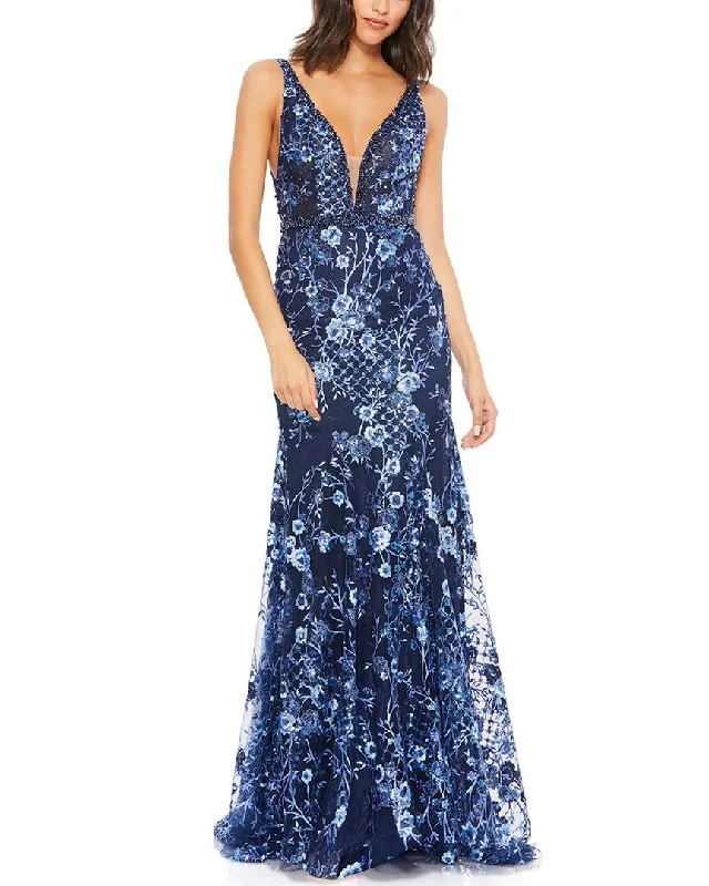 Mac Duggal Embellished Sleeveless Plunge Neck Gown Vacation unclassified dresses