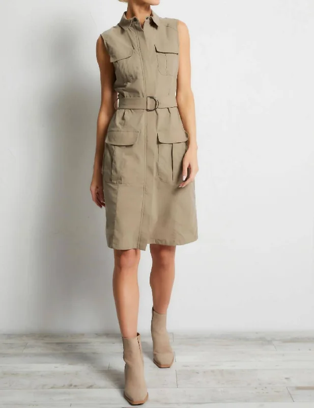 Mallory Belted Dress In Khaki Unique unclassified dresses