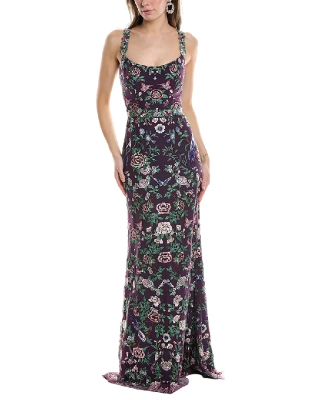 Marchesa Notte Embroidered Gown Cocktail unclassified dresses