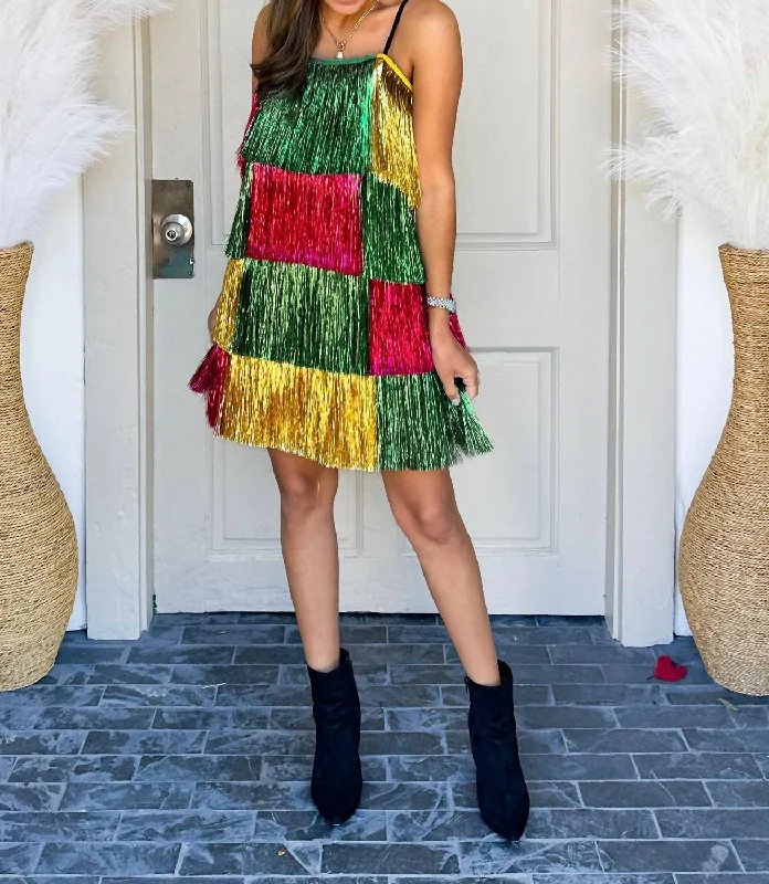 Mardi Gras Tinsel Dress In Multi Color Street style unclassified dresses