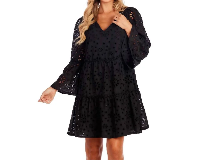 Meredith Eyelet Dress In Black Neutral tone unclassified dresses