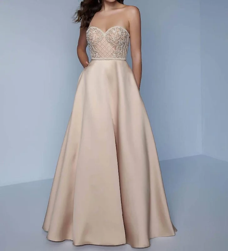 Mikado Dress In Champagne Stretchy unclassified dresses