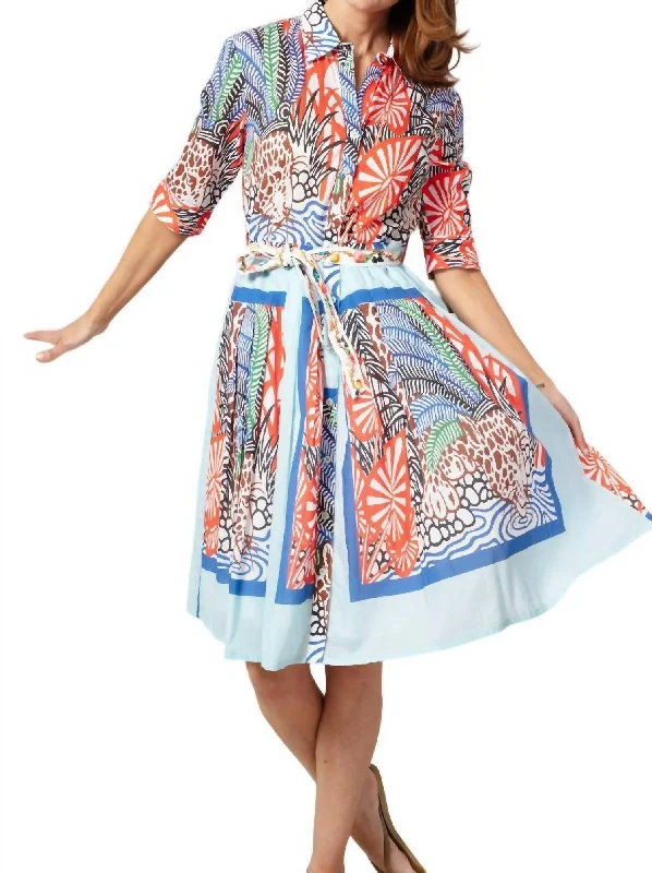 Mrs Maisel Dress In Blue Box Print With Cheetahs Formal unclassified dresses