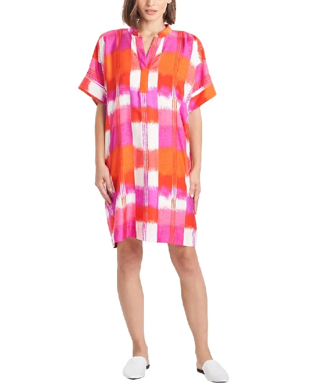 Natori Oversized Mandarin Silk-Blend Caftan Dress Club unclassified dresses